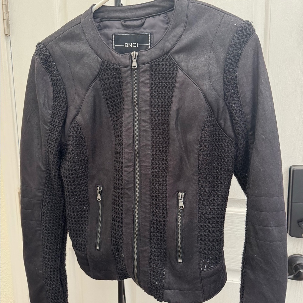 BNCI Women's Black Textured Bomber Jacket